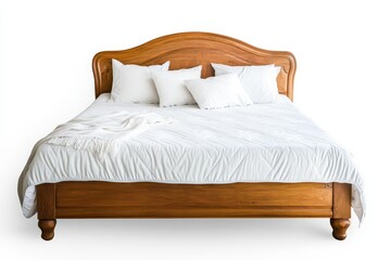 Cozy indoor bed with soft white mattress and pillows