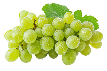 Fresh green grapes with water droplets on them