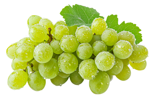 Fresh green grapes with water droplets on them