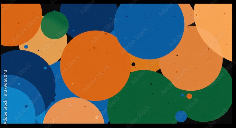 Poster chromatic symphony: an abstract display of overlapping circles in a diverse palette of colors create