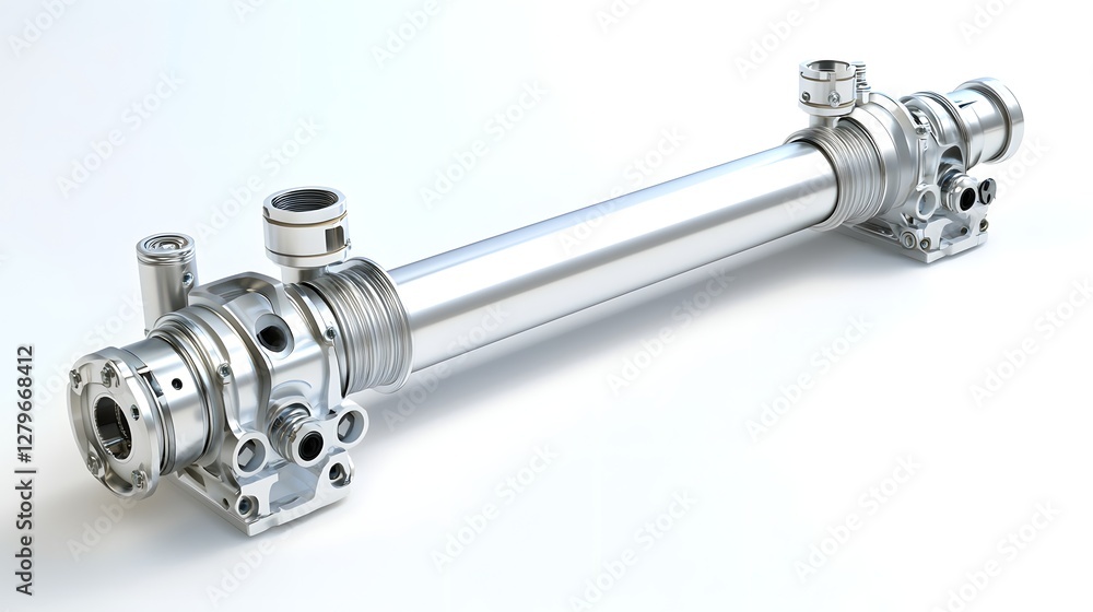 Fototapete 3d rendered animation of a hydraulic cylinder smoothly extending and retracting showcasing the fluid
