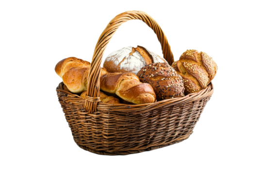 Freshly baked bread in a rustic basket
