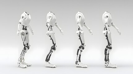 Fototapeta premium A photo of a futuristic concept of hydraulic powered prosthetics that enhance human mobility and assistance for those with disabilities or in need of rehabilitation The prosthetics feature a sleek