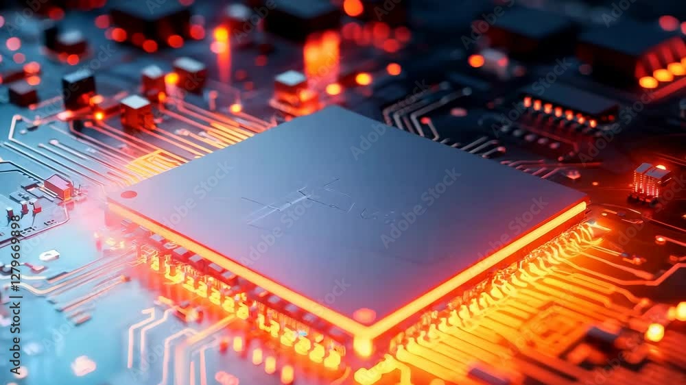 Poster glowing microchip: advanced electronic circuit concepts and future technology