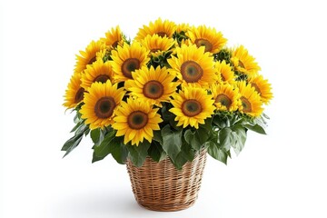 Obraz premium Elegant sunflower arrangement in a table vase indoors Room for text