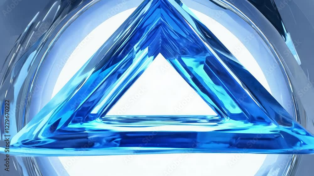 Poster blue triangular shape in a circular design.