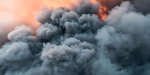 Obraz premium Massive Smoke Clouds Filling Sky
