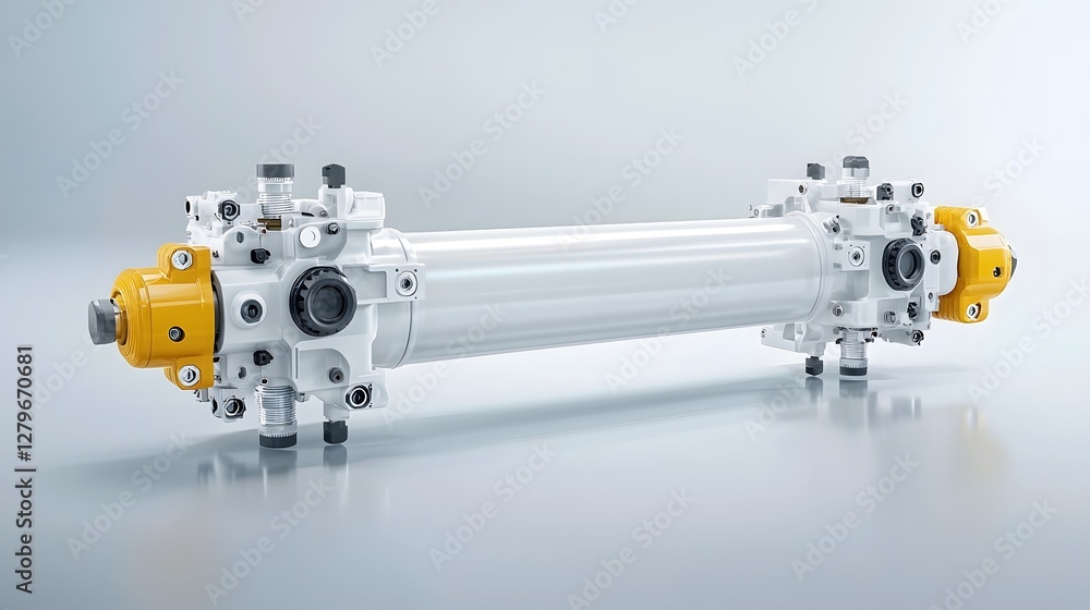 Poster detailed 3d rendered image showcasing the motion and functionality of a pneumatic cylinder