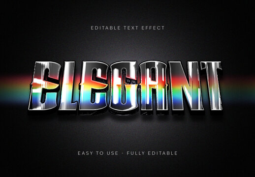 Chrome And Rainbow Elegant Font Glossy Bold Text Effect