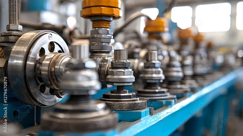Poster detailed close up view of hydraulic seals and gaskets preventing leaks in a pressurized industrial s