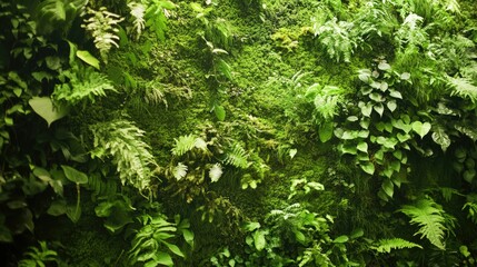 A stunning eco-friendly green wall covered in soft, lush moss, bringing nature into an urban living space
