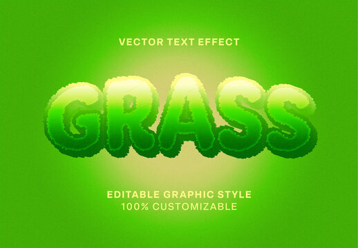 Green Gradient Puffy Furry Nature Grass Text Effect Template