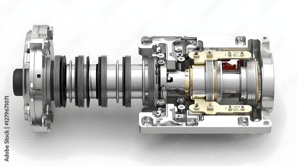 Poster detailed cross sectional view showcasing the intricate fluid coupling system within a hydraulic torq