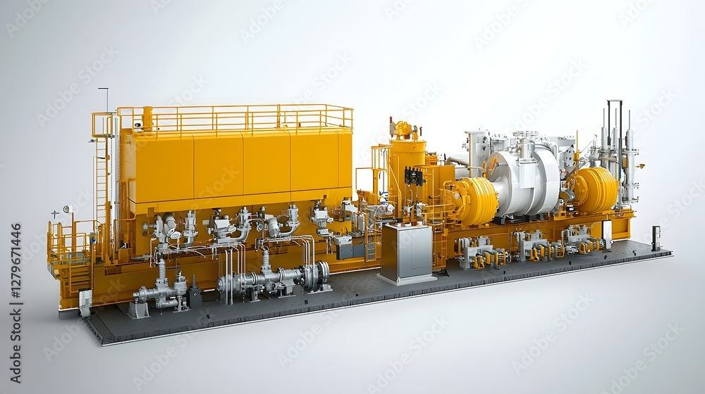 Poster detailed schematic diagram showcasing the inner workings and engineering principles of a hydraulic c