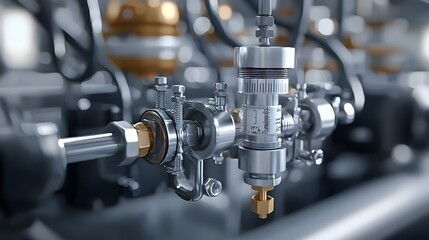 Fototapeta premium Detailed schematic of an industrial air pressure regulator device controlling the flow of air in a pneumatic system