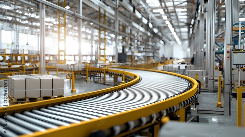 Leinwandbilder detailed view of an efficient and automated production line with pneumatic conveyor belts smoothly t