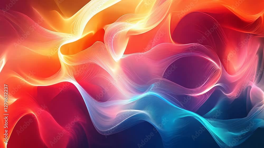 Aufkleber vibrant abstract waves of colorful light flowing across the screen with dynamic motion