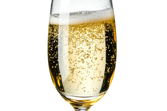 Refreshing sparkling drink in a glass on display