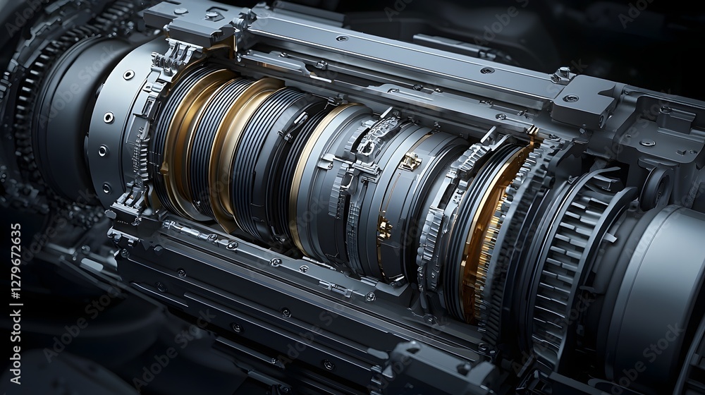 Poster intricate view of a fluid coupling system within a hydraulic torque converter