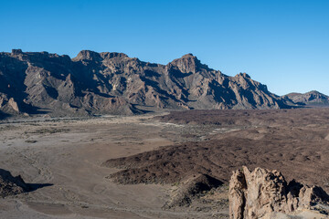 Visiting of Teide national park on Tenerife and view on volcanic landscapes, Canary islands, Spain