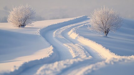 Obraz premium Fresh sled tracks carving through the toboggan run, surrounded by magical winter scenery in Vorarlberg.