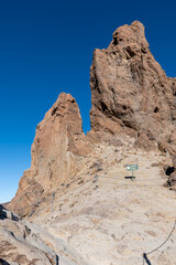 Fototapeta premium Visiting of Teide national park on Tenerife and view on volcanic landscapes, Canary islands, Spain