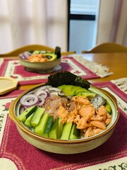 Poke salmon