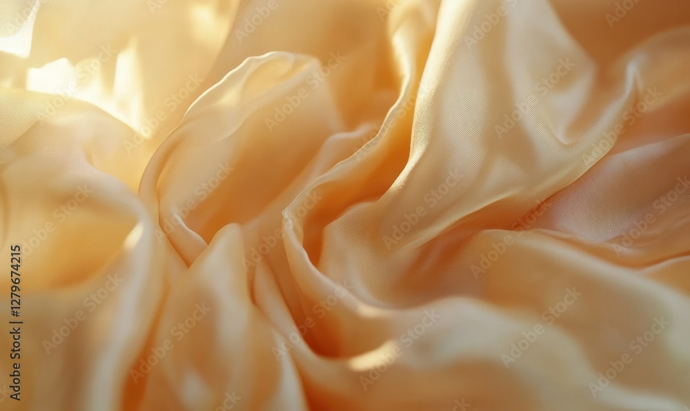 Aufkleber luxurious folds of flowing golden silk illuminated by soft warm light, creating depth and texture fo