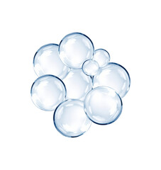 Cluster of Shimmering Soap Bubbles with Reflective Surfaces for Cleanliness and Playful Concepts, Isolated on Transparent and White Background