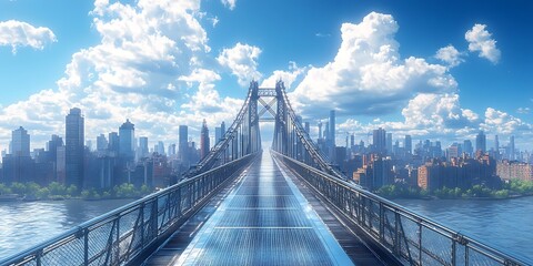 Obraz premium Futuristic City Bridge Skyline View