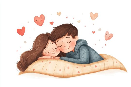 I desire to cherish you endlessly A joyful couple lounging in bed at home
