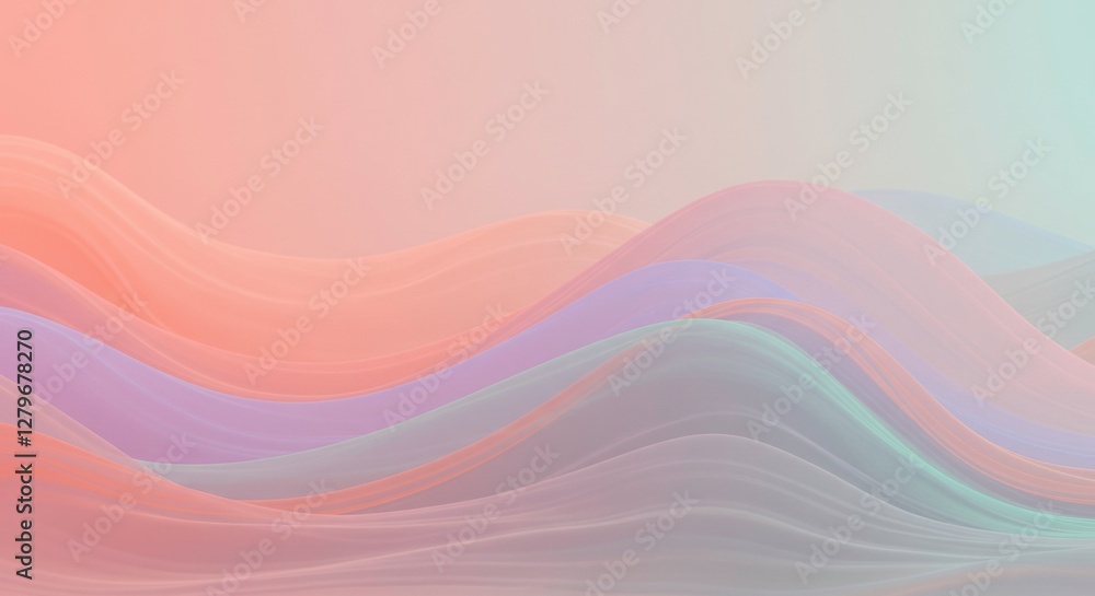 Aufkleber abstract gradient waves: a mesmerizing visual of smooth, flowing waves in pastel colors that evoke a