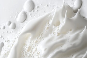 Luxurious white foam creating a dynamic splash and bubbles