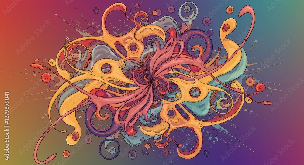 Aufkleber abstract artistic explosion: an explosion of vibrant colors and shapes, a kaleidoscope of swirls and