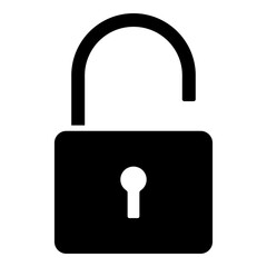 Open padlock glyph solid icon