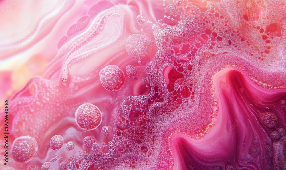 Poster soft pink glowing light effect with abstract patterns, symbolizing digital creativity and artistic e
