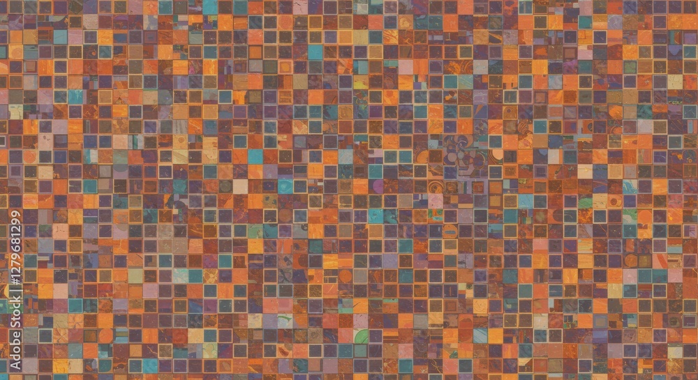 Poster mosaic texture: abstract mosaic background composed of multicolored small squares, creating a vibran