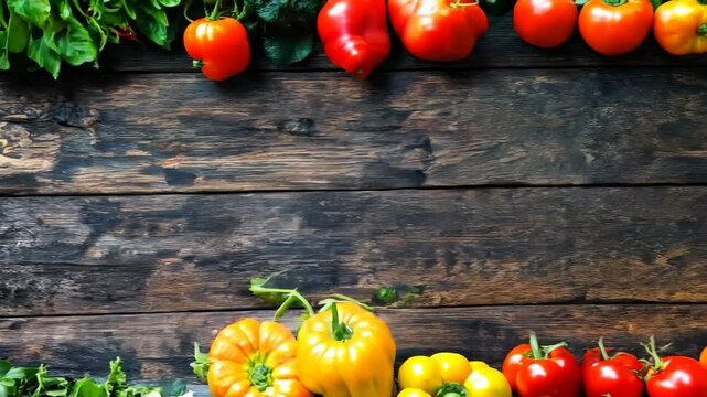 Fresh vegetables transition on wooden table: vibrant ingredients in culinary setting