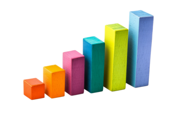 Colorful wooden blocks arranged in ascending order