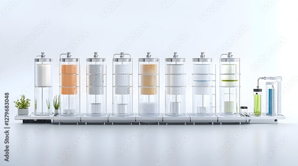 Poster Detailed Cross Section of a Modern Household Water System Showing Multiple Layers and Components for Efficient Water Purification and Cleaning