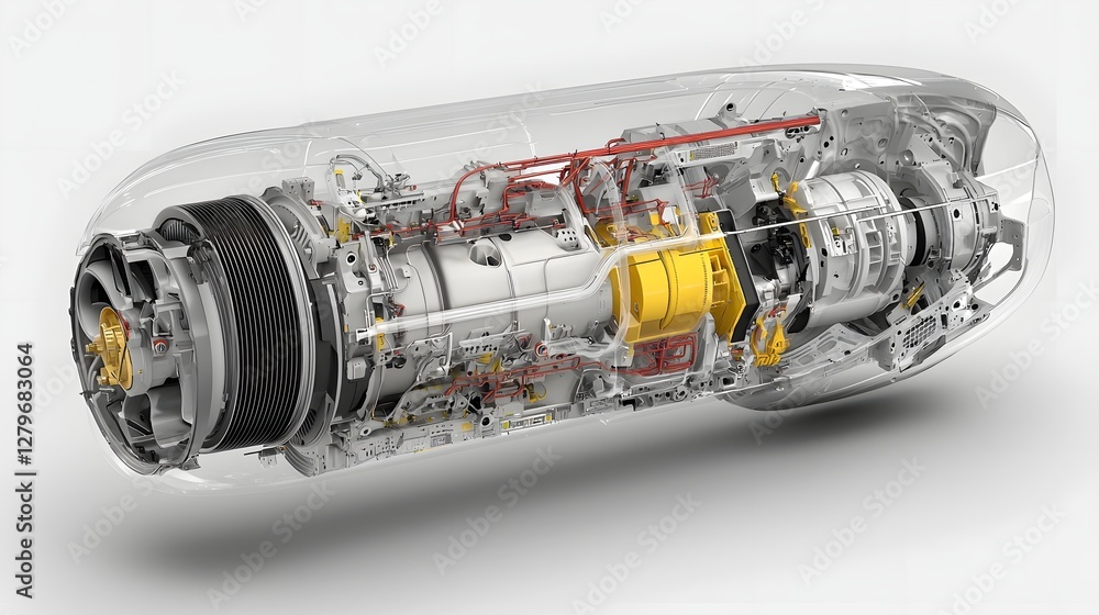 Aufkleber detailed cross section showcasing the internal air conditioning ducts components and mechanism withi
