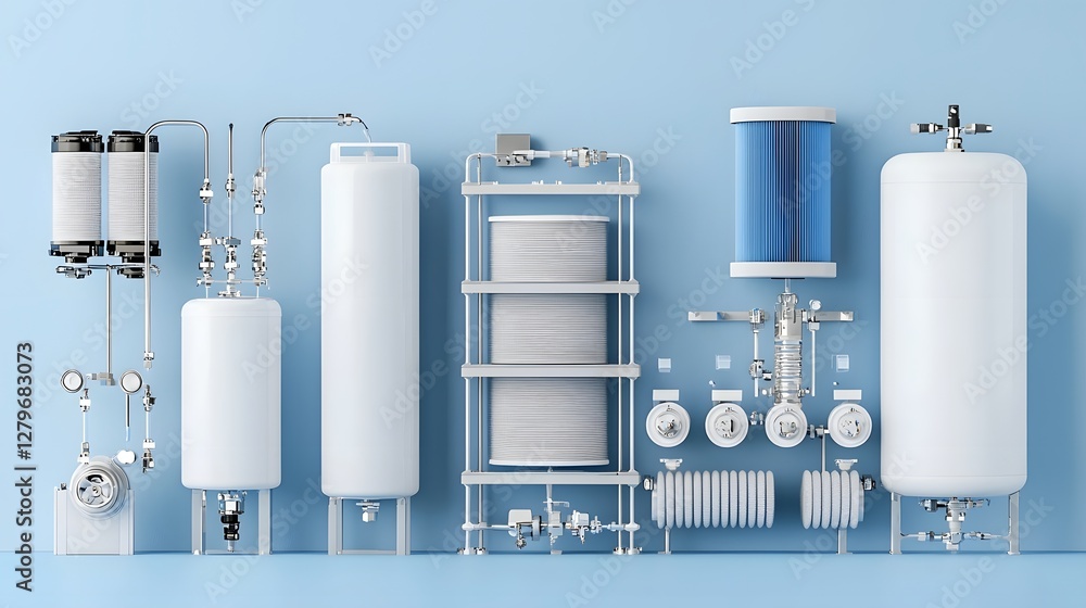 Poster detailed cross section view of a modern household water system displaying the various layers and com