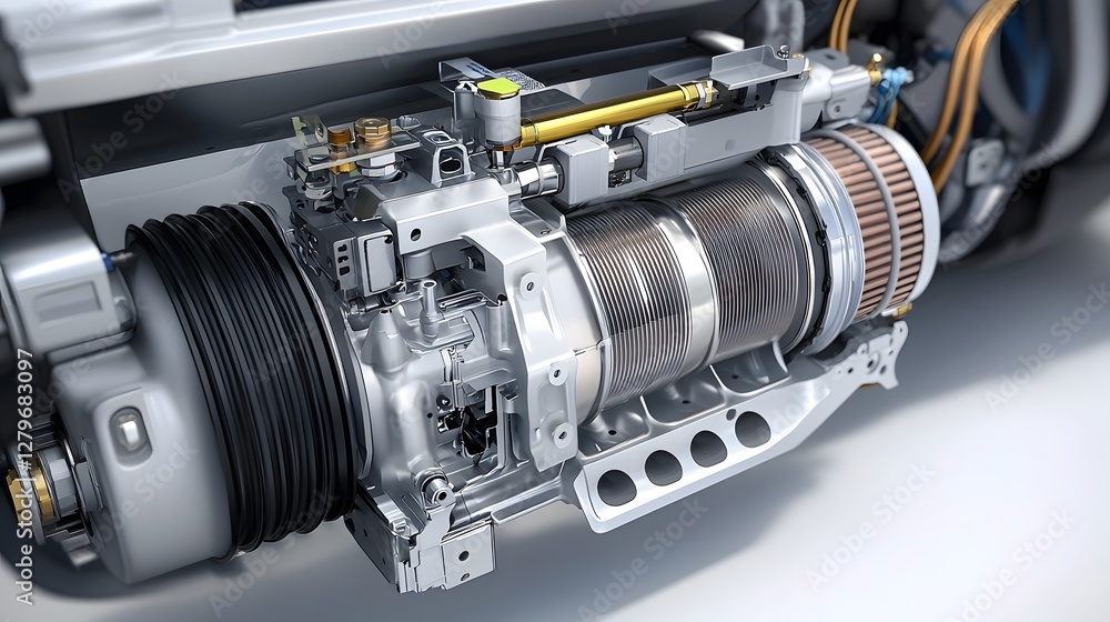 Poster detailed cross section view showcasing the internal air conditioning ducts and mechanical components