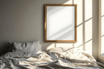 Sunlit Minimalist Bedroom Poster Mockup


