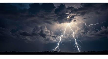 Electric Storm: The raw power of nature unleashed, capturing a striking bolt of lightning tearing through a dramatic sky.