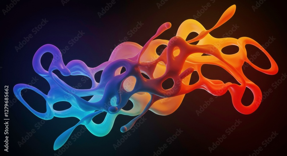 Poster vibrant fluid abstract: captivating and colorful abstract composition, featuring a dynamic flow of l