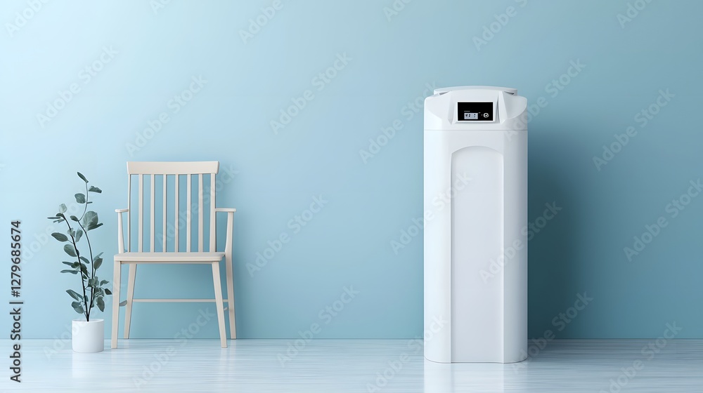 Poster photo of a modern and efficient water softener system with a close up focus on the ion exchange resin beads responsible for filtering out minerals from the water
