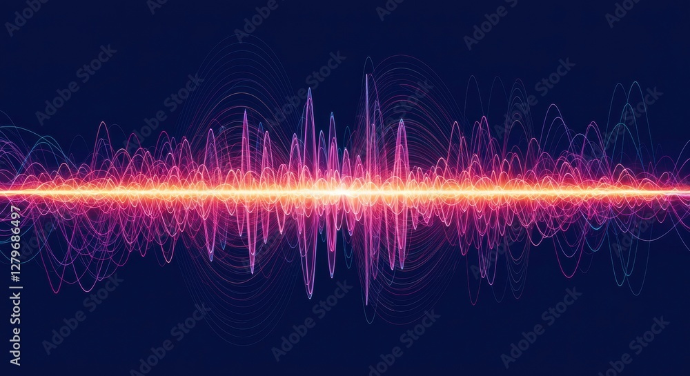 Poster vibrant soundscape: a dynamic visualization of sound waves pulsates with energy, creating a captivat