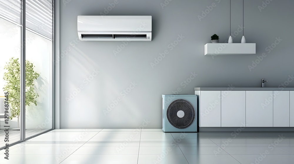 Aufkleber Thermal imaging view illustrating how an air conditioning system effectively cools the temperature and climate in a room