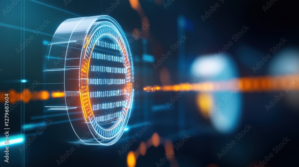 Poster blockchain technology visualization digital space graphic design futuristic environment abstract vie